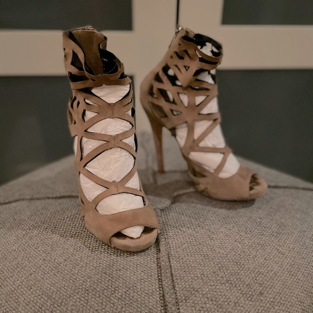 Jimmy Choo nude suede heels, size 6.5